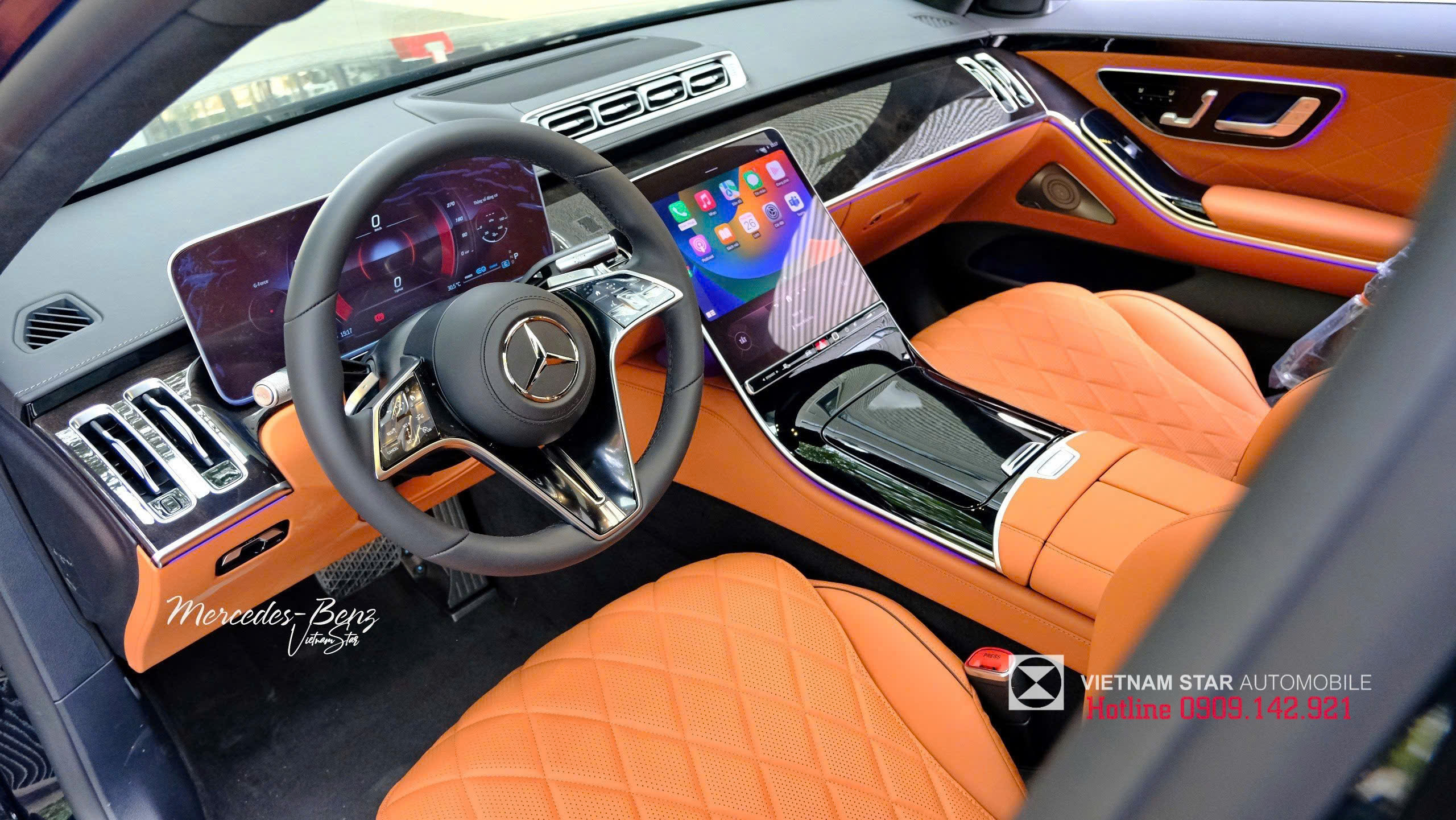 nội thất mercedes s450 luxury bọc da nappa cao cấp và ốp gỗ vân bóng