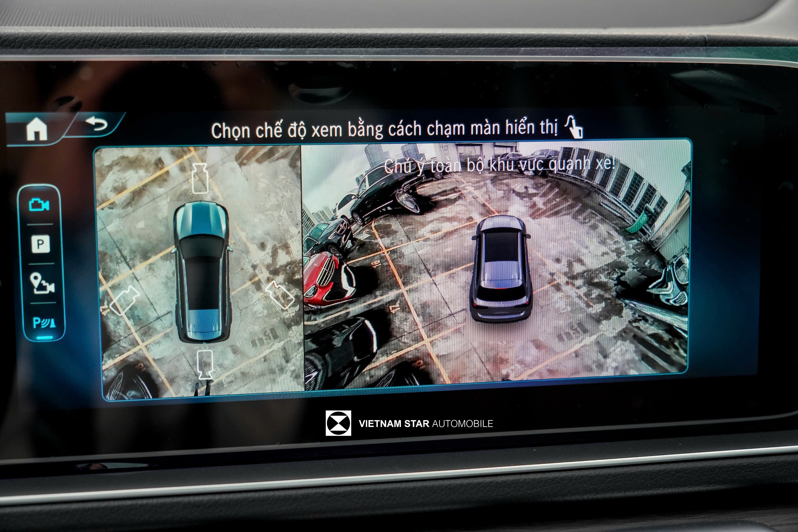 camera 360 độ và chức năng hỗ trợ đỗ xe chủ động parktronic trên gls 450