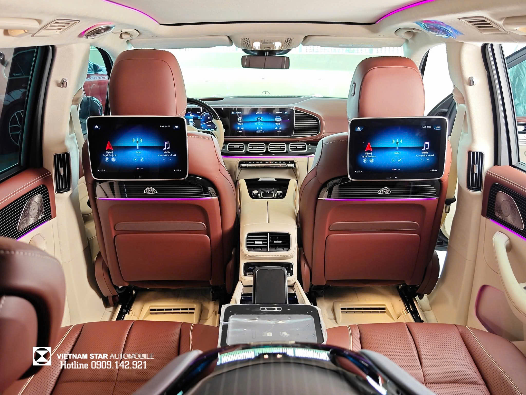 Nội thất Maybach GLS 480 màu Nâu (hoặc Be), không gian ấm cúng, sang trọng