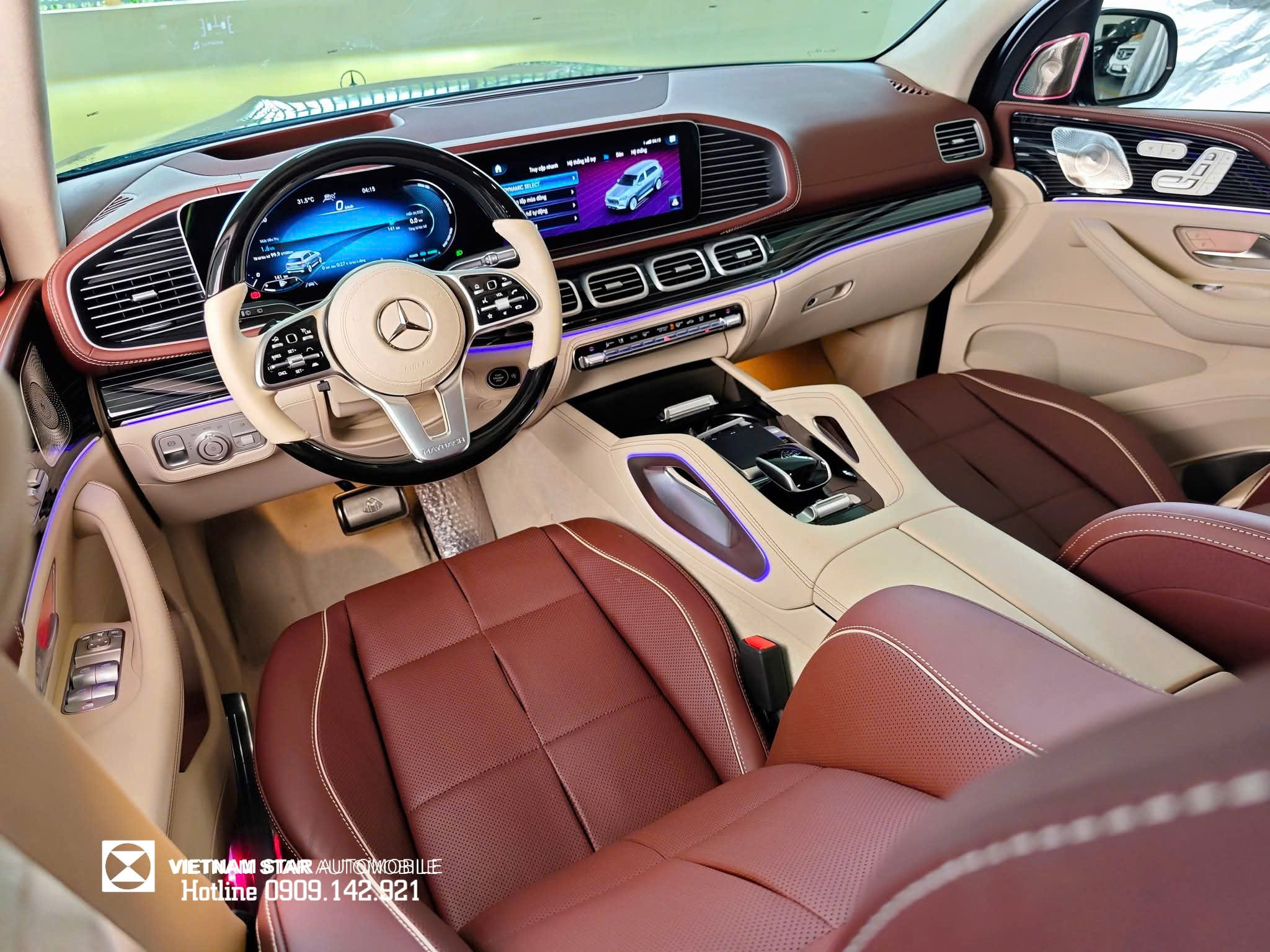 Nội thất Maybach GLS 480 màu Đen tổng thể, ghế da Nappa cao cấp