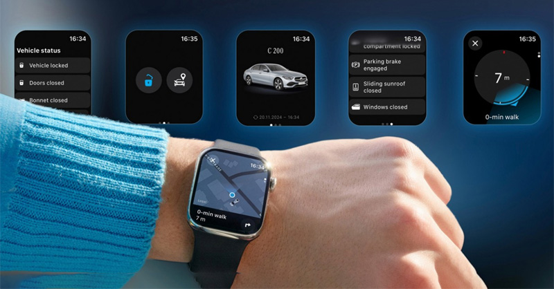 Dùng Apple watch theo dõi xe trên app Mercedes Me