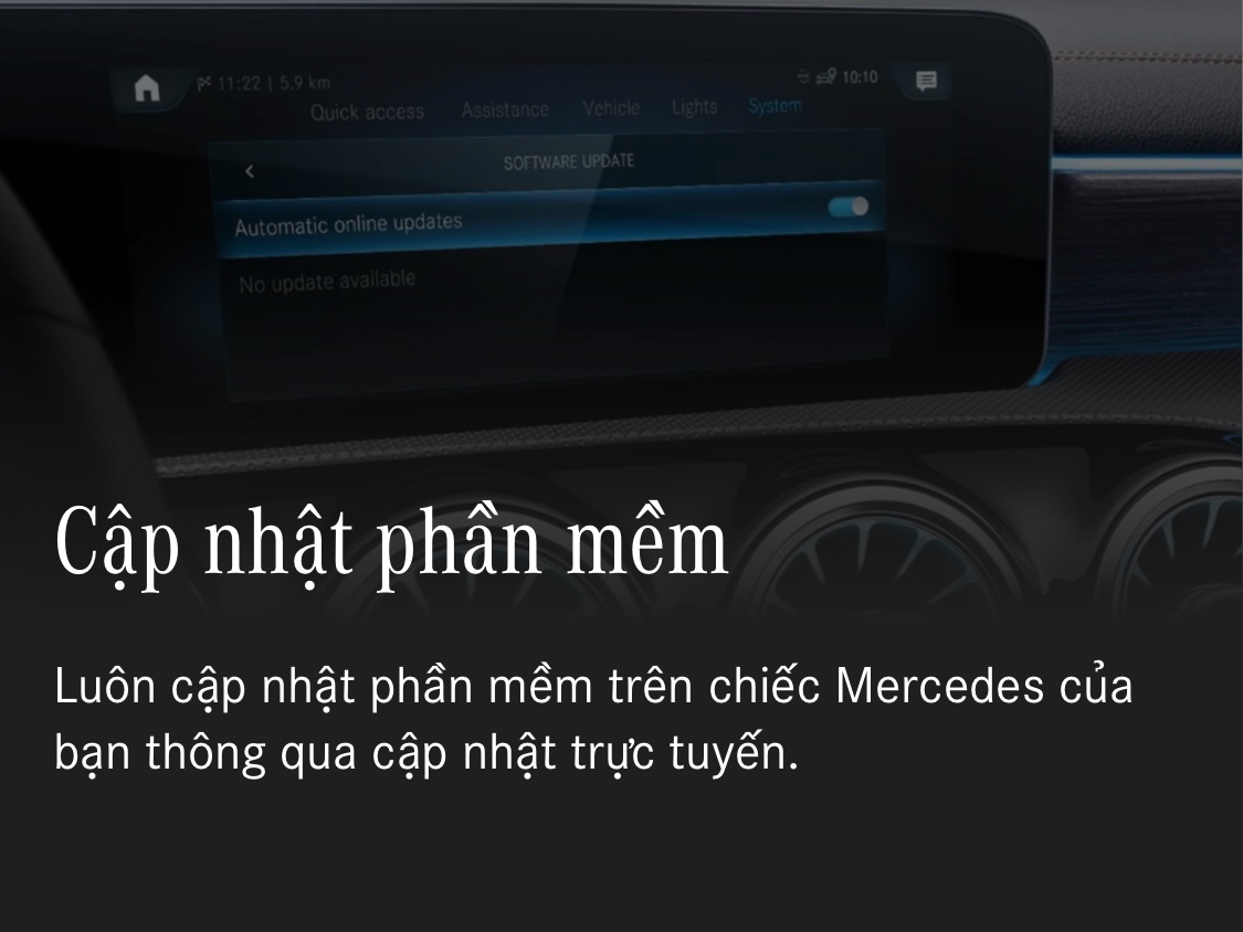 Cập nhật phần mềm xe tại nhà trên app Mercedes me