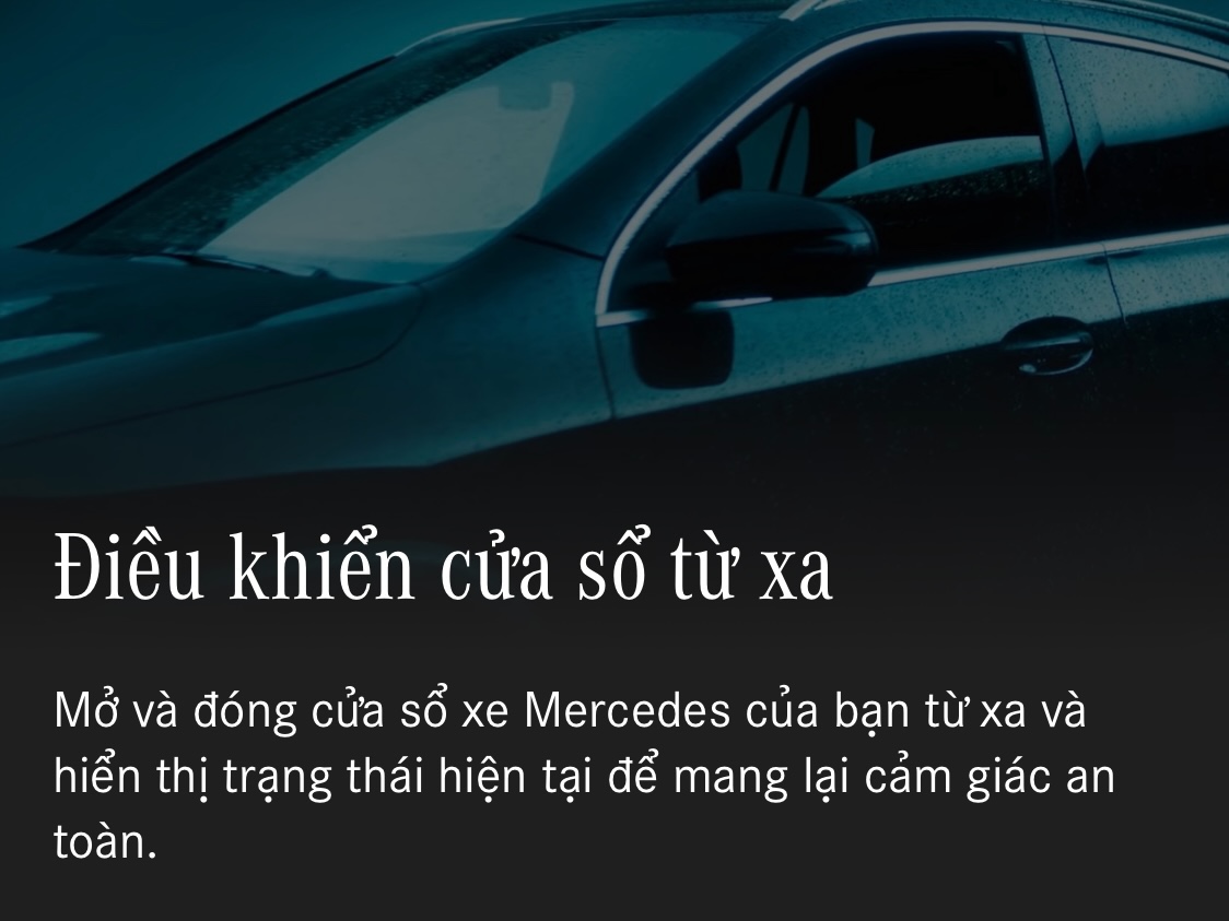 Điều khiển đóng cửa sổ từ xa trên app Mercedes Me