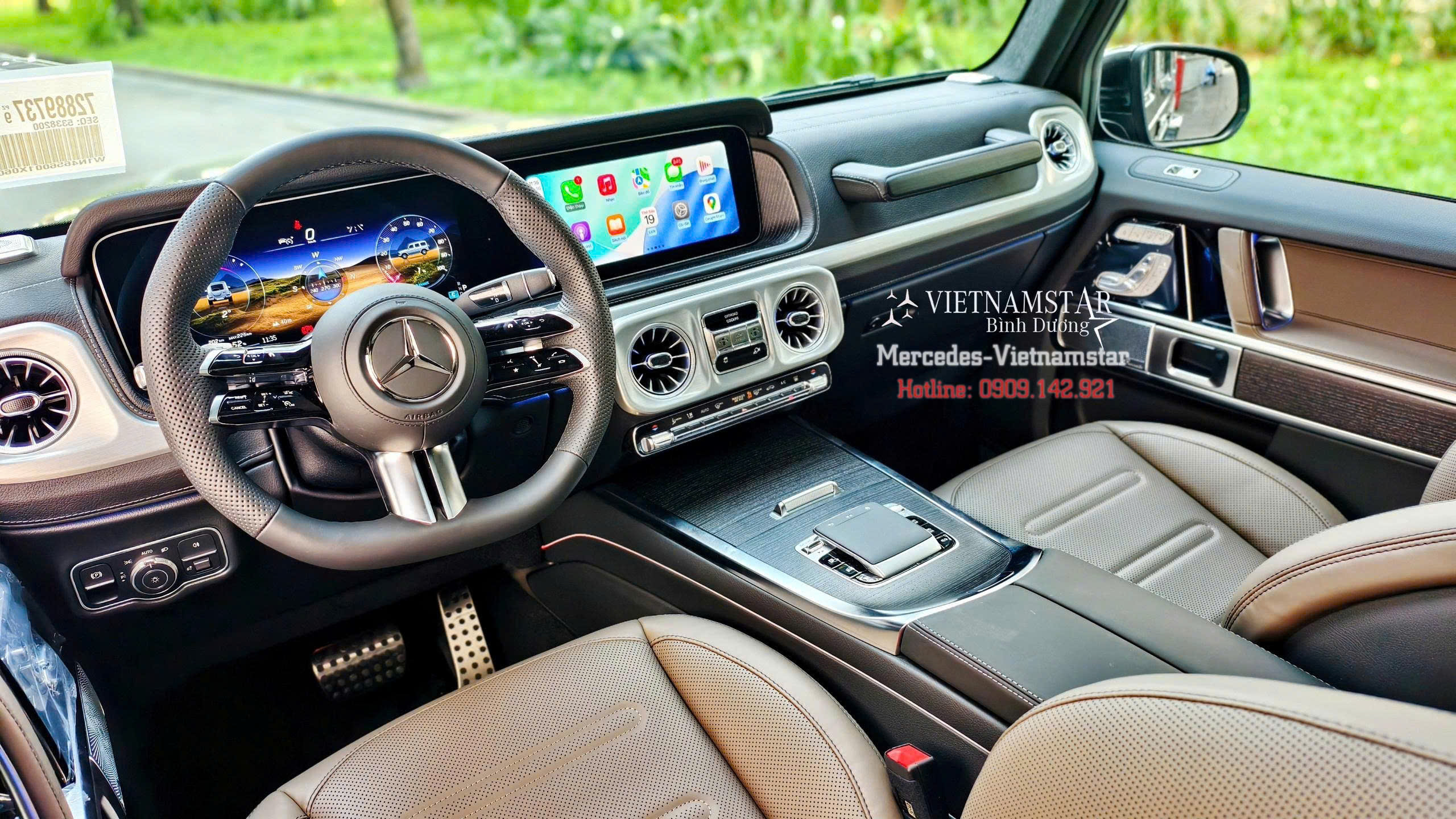 Tổng quan khoang lái công nghệ cao của Mercedes G580 thuần điện. Tổng quan khoang lái công nghệ cao của Mercedes G580 thuần điện.