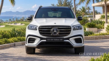 Đầu xe GLS450 Edition 140 năm Màu Trắng với thiết kế hầm hố