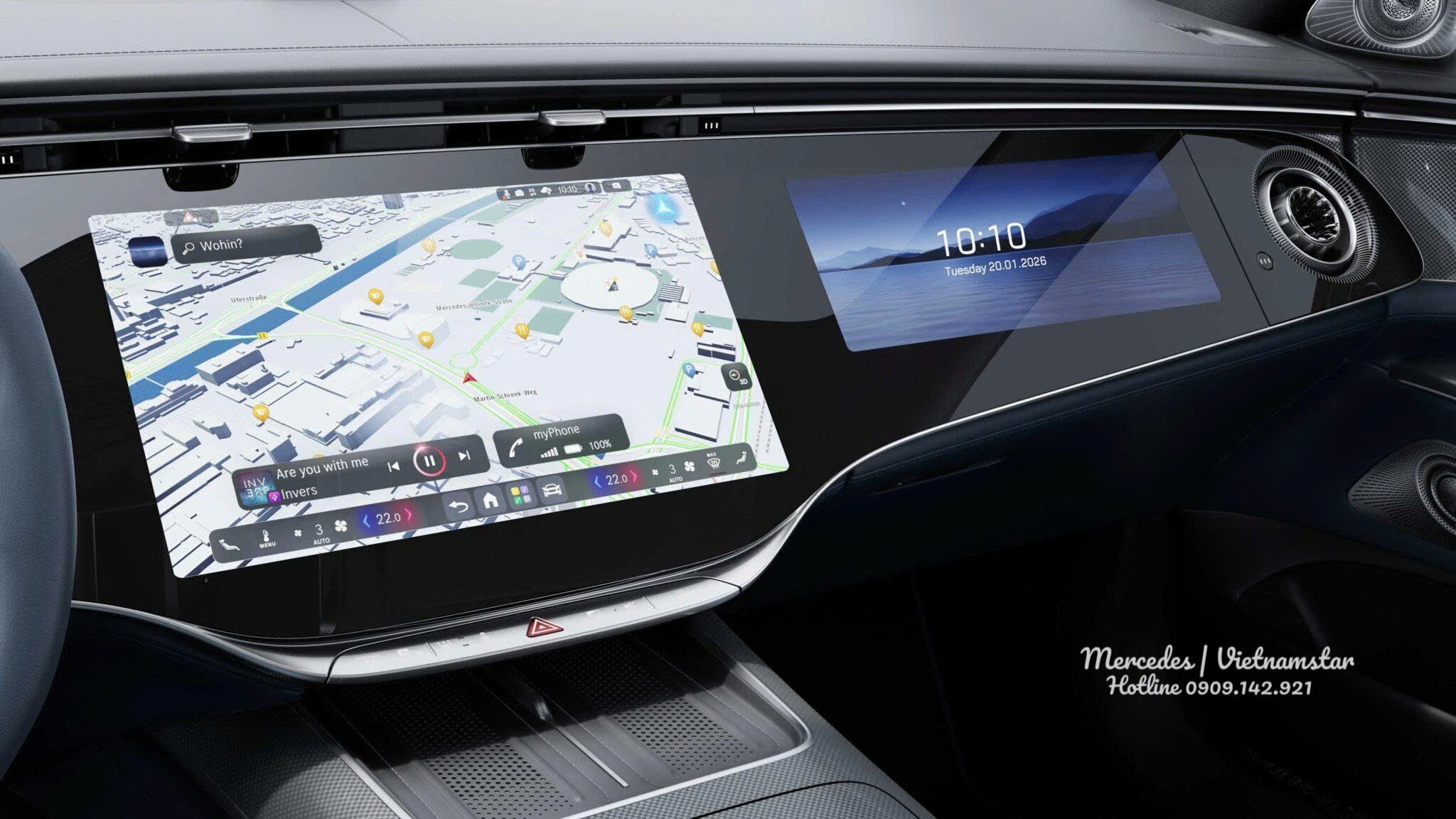 Màn hình trung tâm trên Mercedes S450 AMG